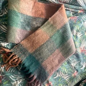 Oversized Wool blend Multicolor Plaid Scarf